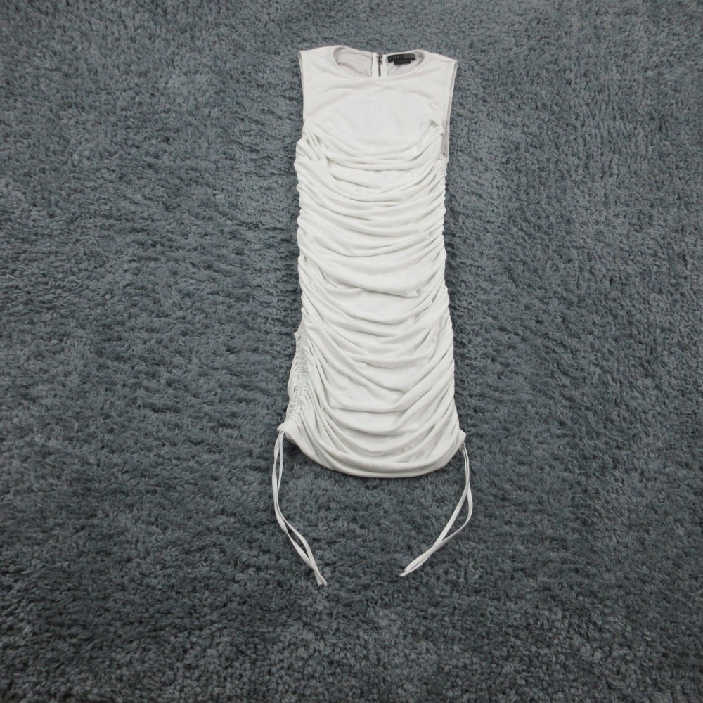 Alice + Olivia Dress Womens 4 White Ruched Sleeveless Bodycon Classic Party